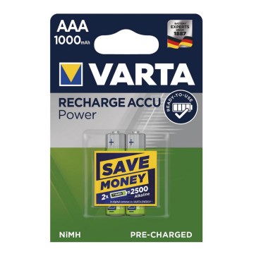 Varta 5703301402 - 2 stk. Genopladeligt batteri RECHARGE  AAA  1,2V