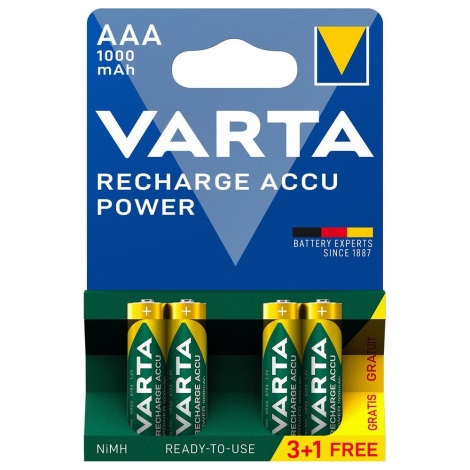Varta 5703301494 - 3+1 stk. genopladelige batterier ACCU AAA Ni-MH/1000 mAh/1,2V