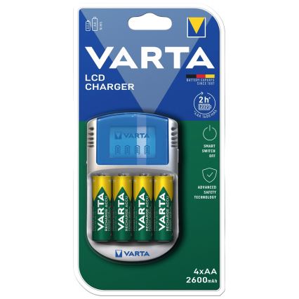 Varta 57070201451 - LCD Batterioplader 4xAA/AAA 2600mAh 5V