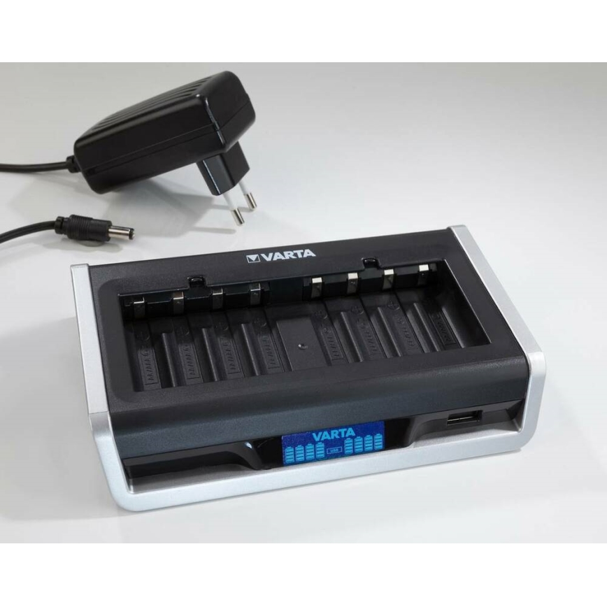 VARTA 57671 - LCD multioplader 8xAA/AAA and USB-opladning 4 timer