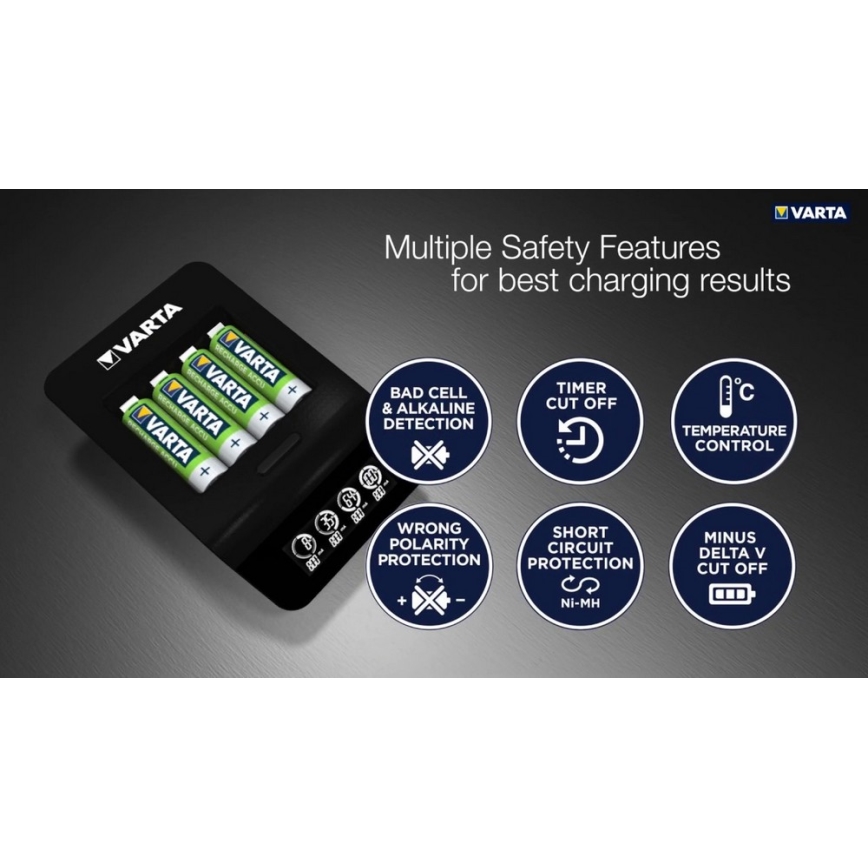 VARTA 57684 - LCD Smart oplader 4xAA / AAA opladning 1,5 time