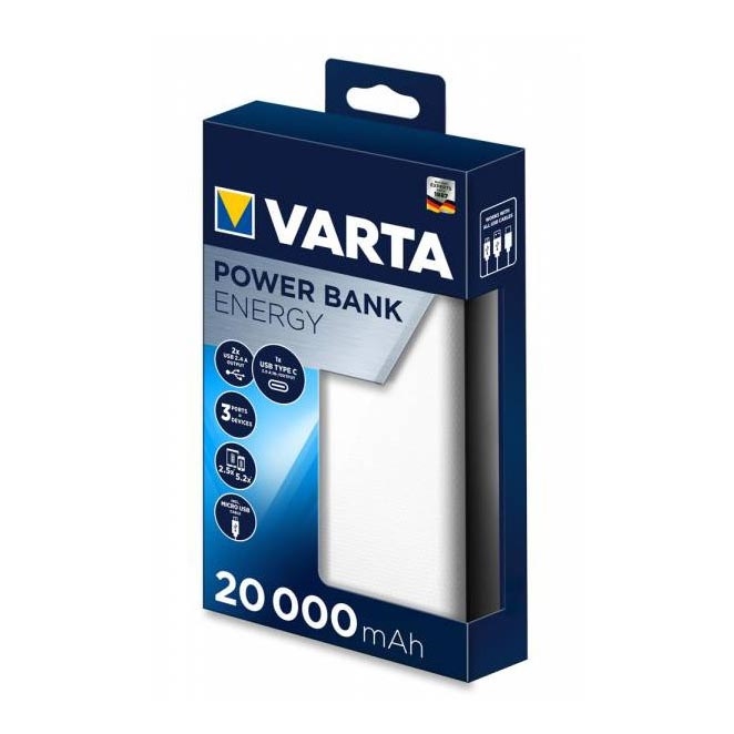 Varta 57978101111  - Strøm bank ENERGY 20000mAh/2x2,4V hvid