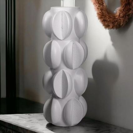 Vase 37x19 cm i harpiks, mat hvid