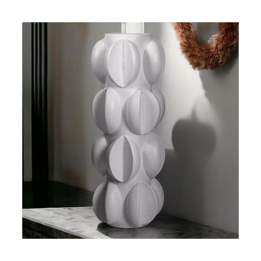 Vase 37x19 cm i harpiks, mat hvid