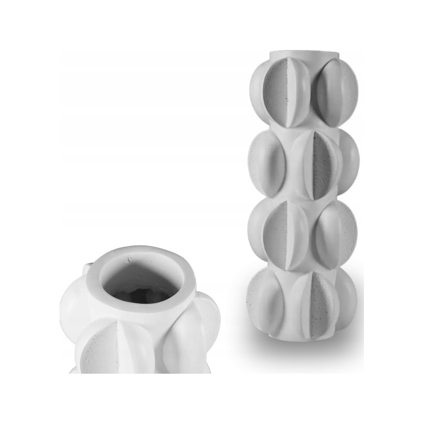 Vase 37x19 cm i harpiks, mat hvid