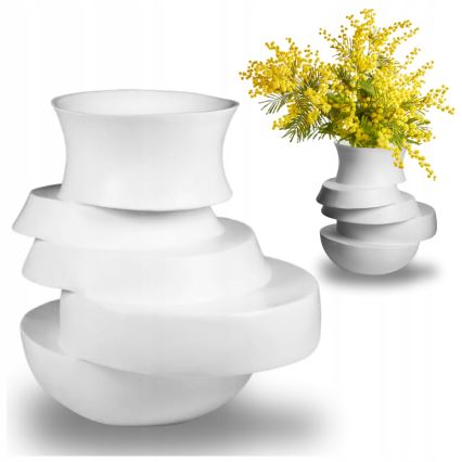 Vase 38 x 33 x 36 cm, hvid harpiks