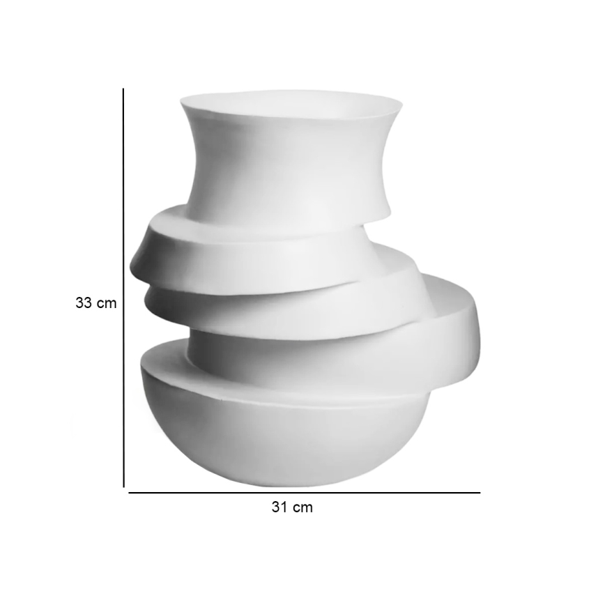 Vase 38 x 33 x 36 cm, hvid harpiks