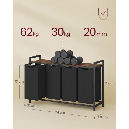 Vasketøjskurv REX brun/sort