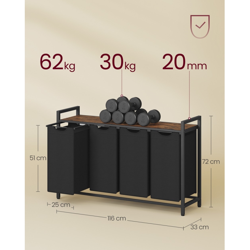 Vasketøjskurv REX brun/sort