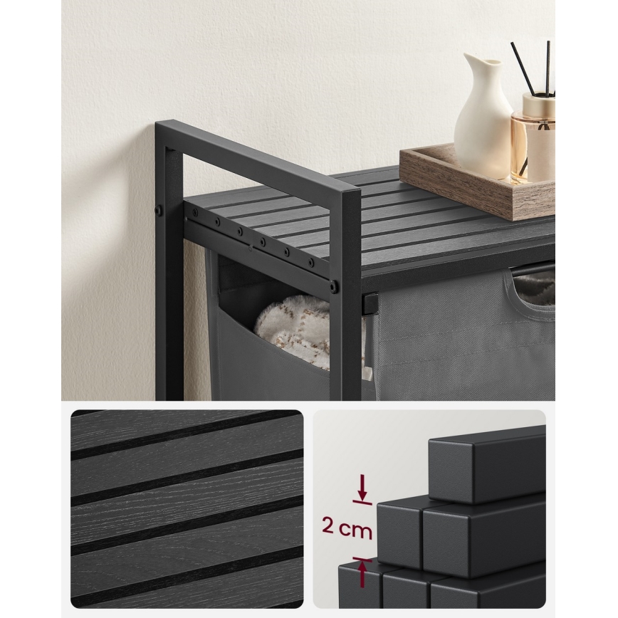 Vasketøjskurv REX sort/grå