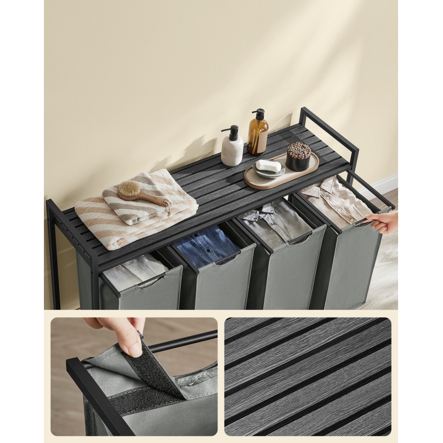 Vasketøjskurv REX sort/grå