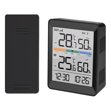 Vejrstation med alarm 2xAAA + 2xAAA sort