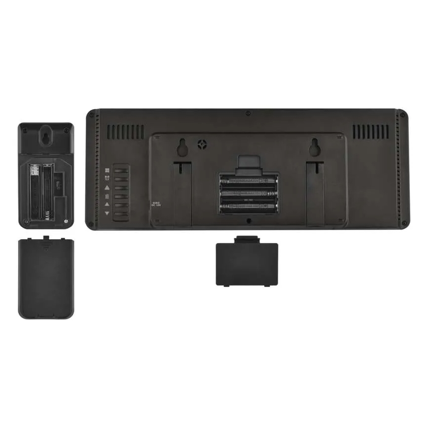 Vejrstation med farvet LCD-display og indbygget vækkeur 5V 3xAAA + 2xAA sort