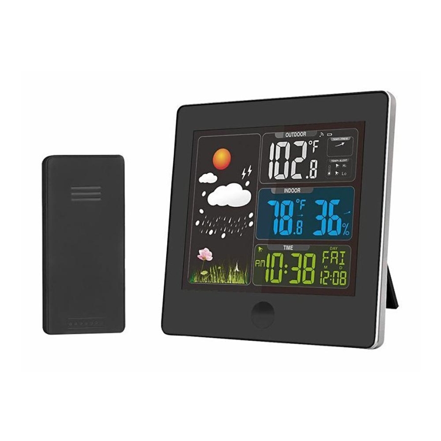 Vejrstation med LCD-display 230V/2xAAA + 2xAAA sort