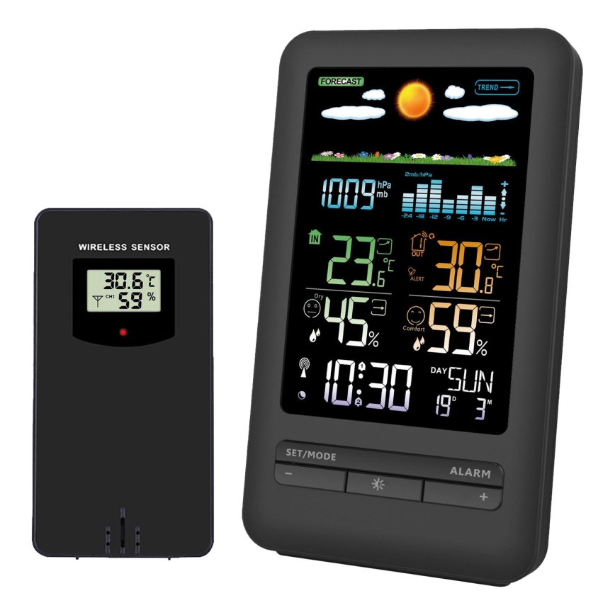 Vejrstation med LCD-display 2xAA sort