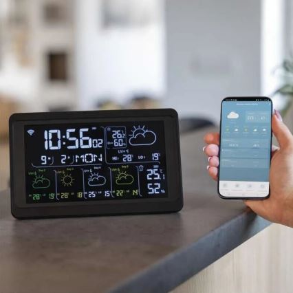 Vejrstation med LCD-display GoSmart 230V/3xAAA + 2×AAA Wi-Fi Tuya sort