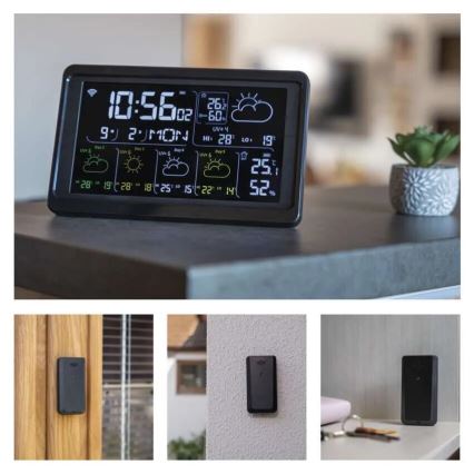 Vejrstation med LCD-display GoSmart 230V/3xAAA + 2×AAA Wi-Fi Tuya sort