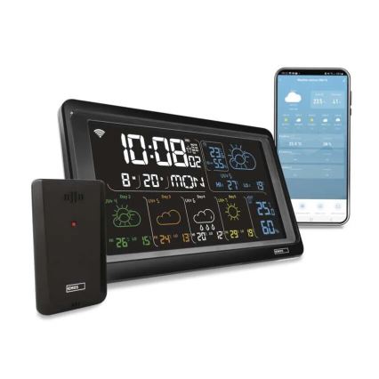 Vejrstation med LCD-display GoSmart 230V/3xAAA + 2×AAA Wi-Fi Tuya sort
