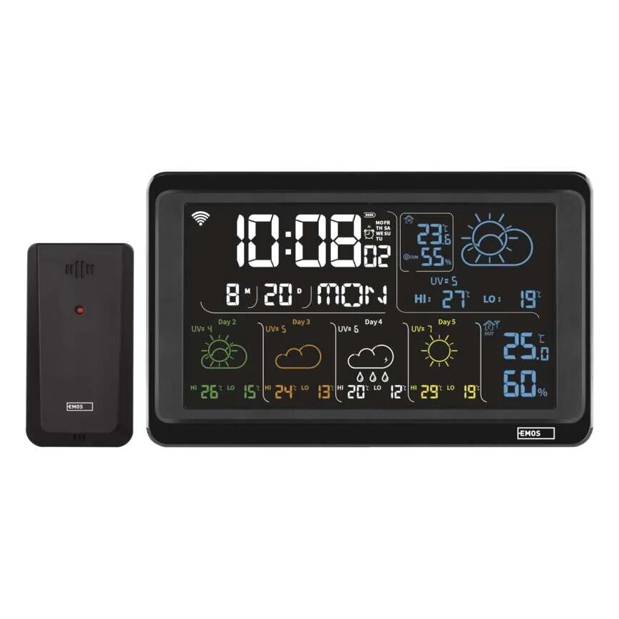 Vejrstation med LCD-display GoSmart 230V/3xAAA + 2×AAA Wi-Fi Tuya sort