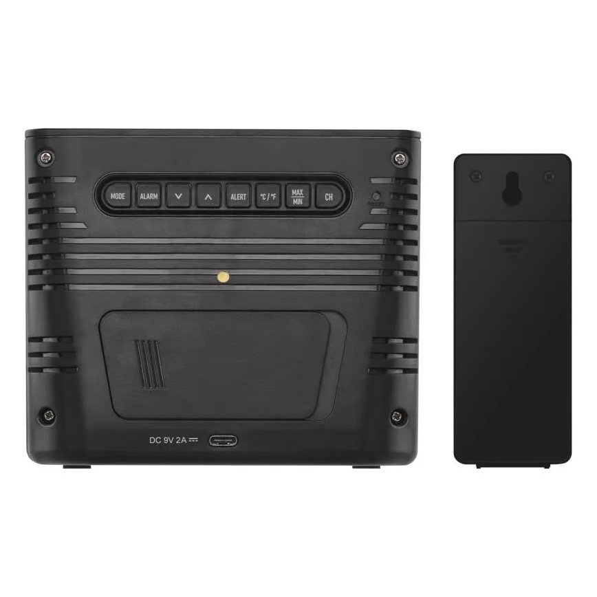 Vejrstation med trådløs opladning 5V, 2xAA + 2xAAA, sort