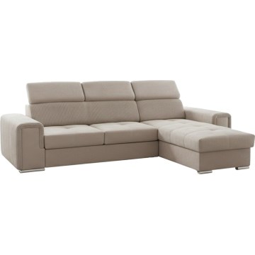 Vendbar L-formet hjørnesofa med sovefunktion og opbevaringsplads SALVADA beige