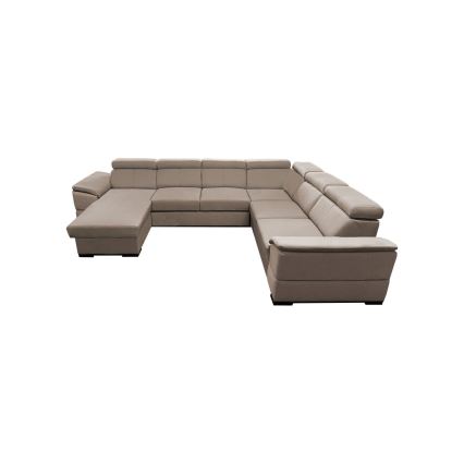 Udtrækbar U-formet hjørnesofa med vendbart hjørne og opbevaringsplads GRANADA beige