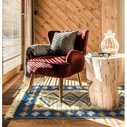 Vendbart orientalsk tæppe KILIM 80x150 cm blå/beige