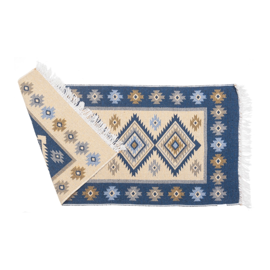 Vendbart orientalsk tæppe KILIM 80x150 cm blå/beige