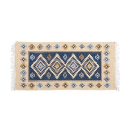Vendbart orientalsk tæppe KILIM 80x150 cm blå/beige