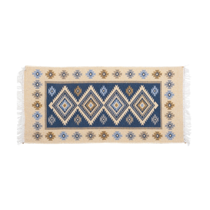 Vendbart orientalsk tæppe KILIM 80x150 cm blå/beige