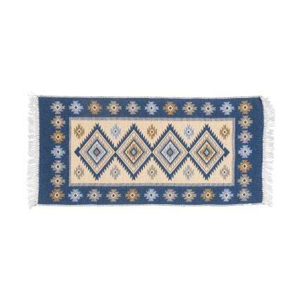 Vendbart orientalsk tæppe KILIM 80x150 cm blå/beige