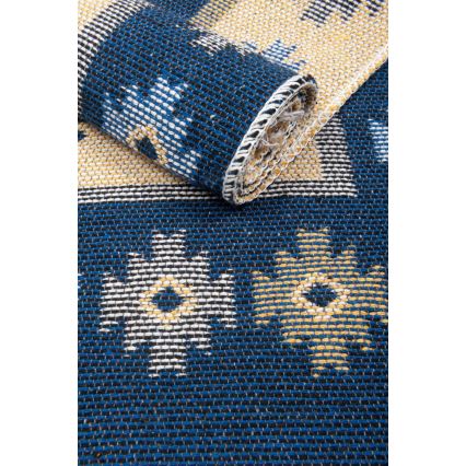 Vendbart orientalsk tæppe KILIM 80x150 cm blå/beige