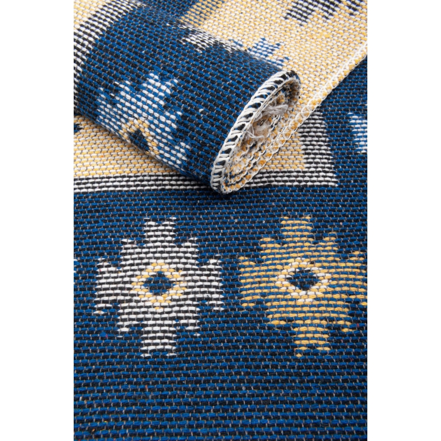 Vendbart orientalsk tæppe KILIM 80x150 cm blå/beige