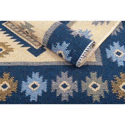 Vendbart orientalsk tæppe KILIM 80x150 cm blå/beige