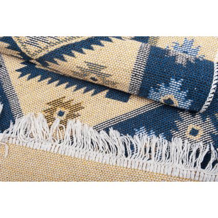 Vendbart orientalsk tæppe KILIM 80x150 cm blå/beige