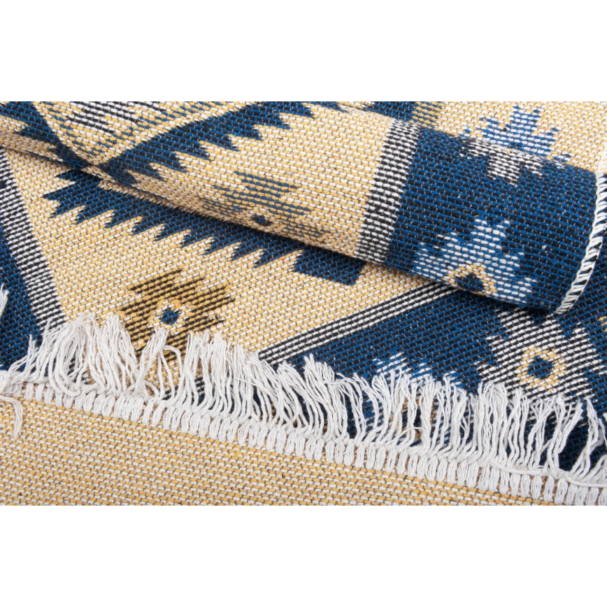 Vendbart orientalsk tæppe KILIM 80x150 cm blå/beige