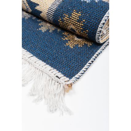 Vendbart orientalsk tæppe KILIM 80x150 cm blå/beige