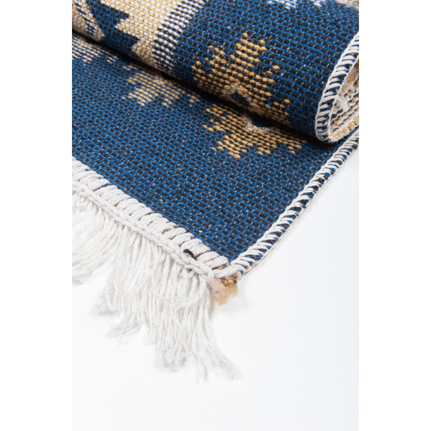 Vendbart orientalsk tæppe KILIM 80x150 cm blå/beige