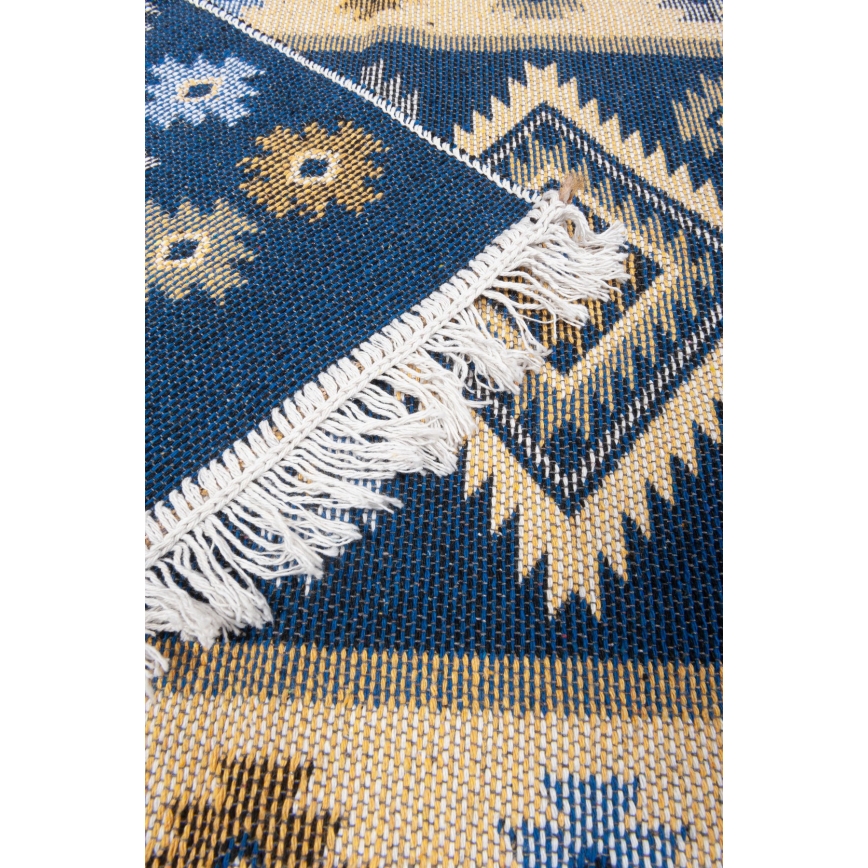 Vendbart orientalsk tæppe KILIM 80x150 cm blå/beige