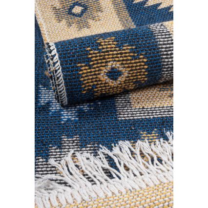 Vendbart orientalsk tæppe KILIM 80x150 cm blå/beige
