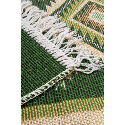 Vendbart orientalsk tæppe KILIM 80x150 cm grøn/beige