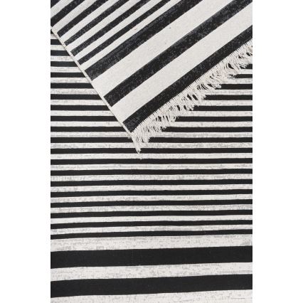 Vendbart tæppe KILIM GOLD 60x120 cm sort/hvid