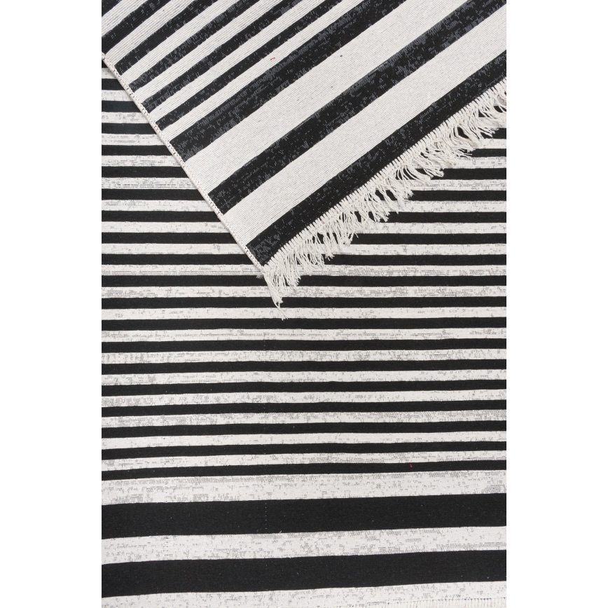 Vendbart tæppe KILIM GOLD 60x120 cm sort/hvid
