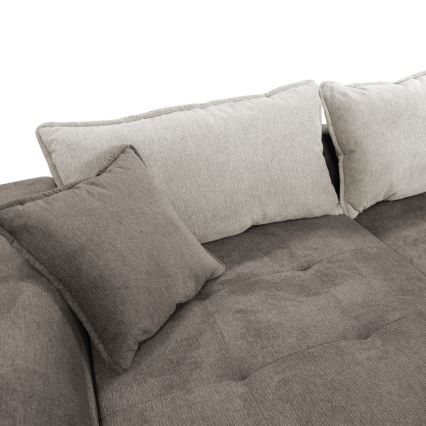 Venstrevendt L-formet hjørnesofa LAGOA med sovefunktion og opbevaringsplads, taupe/grå