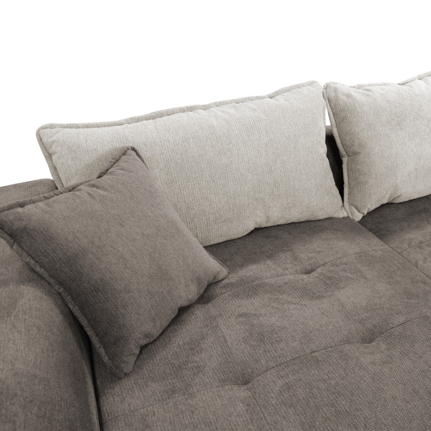 Venstrevendt L-formet hjørnesofa LAGOA med sovefunktion og opbevaringsplads, taupe/grå