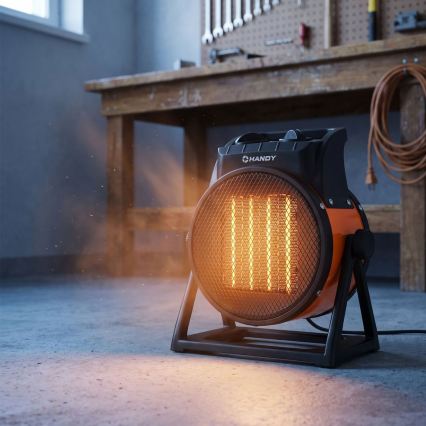 Ventilator med keramisk varmeelement 1000/2000W/230V orange/sort