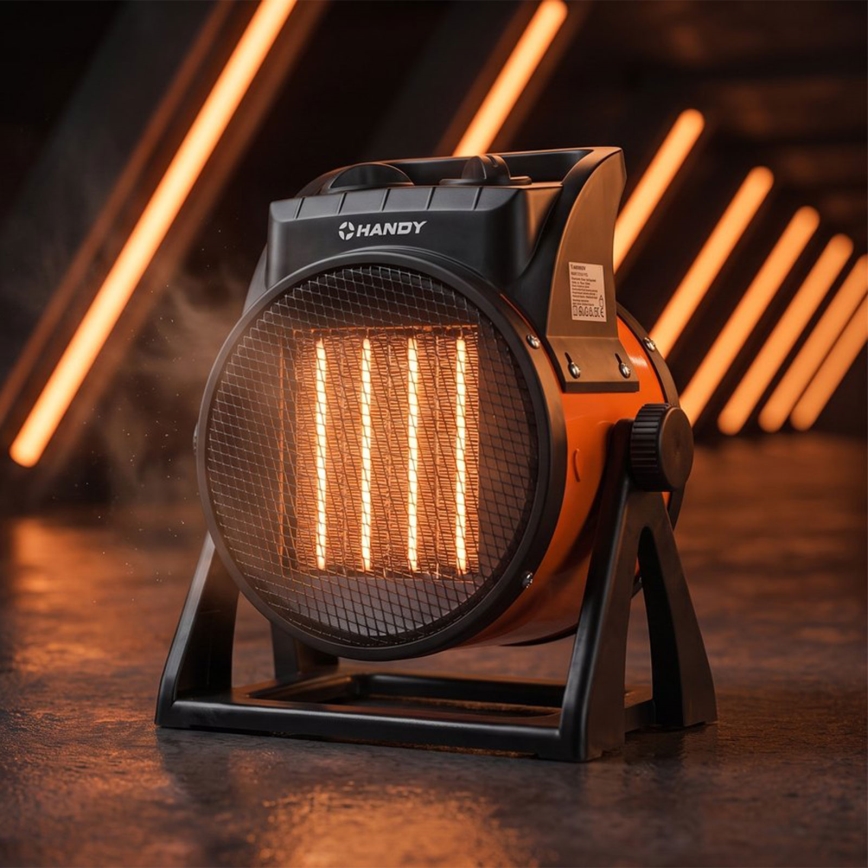 Ventilator med keramisk varmeelement 1000/2000W/230V orange/sort