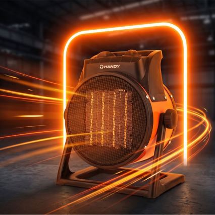 Ventilator med keramisk varmeelement 1000/2000W/230V orange/sort