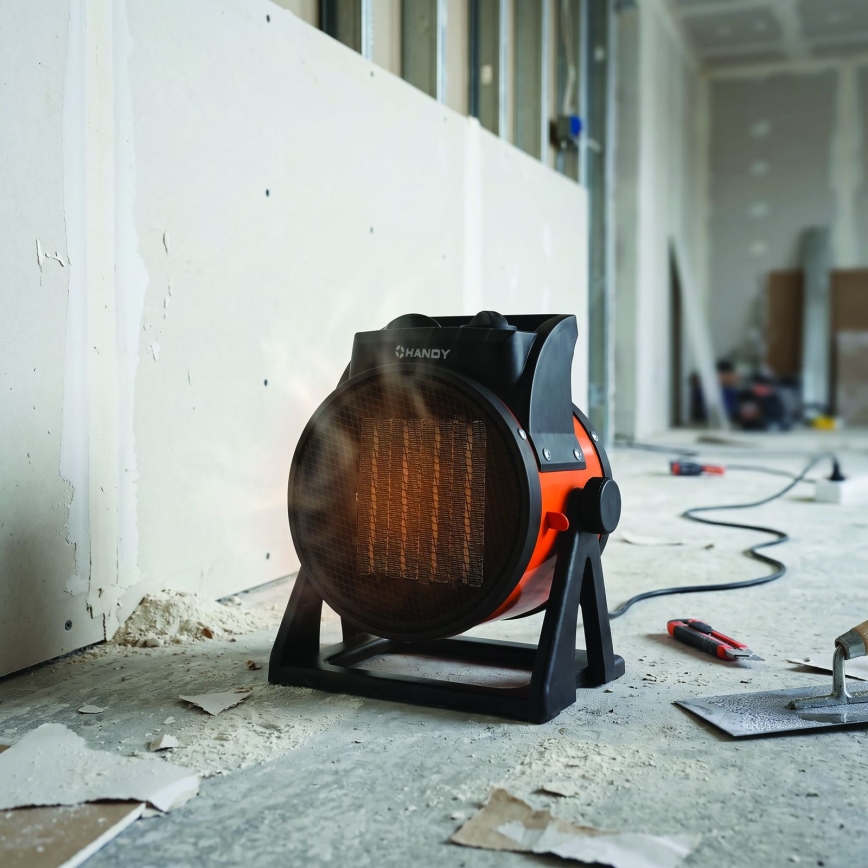 Ventilator med keramisk varmeelement 1000/2000W/230V orange/sort
