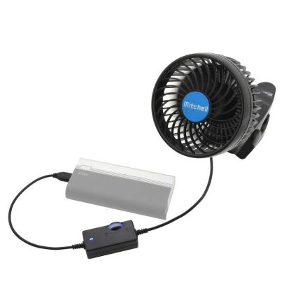 Ventilator med klemme USB 4W/5V sort